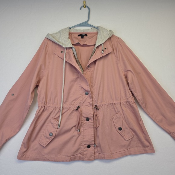 Torrid Jacket Womens 0 or L Pink Coastal Utility Hooded Casual Layering Sporty - Picture 13 of 16